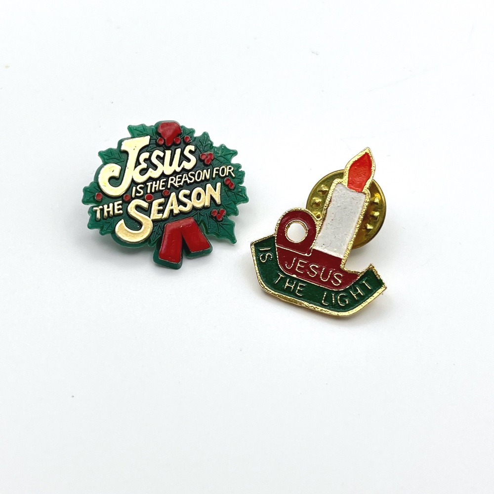 Jesus Is The Reason For The Season Christmas Lapel Pinโ Set Religious Candle 2pc